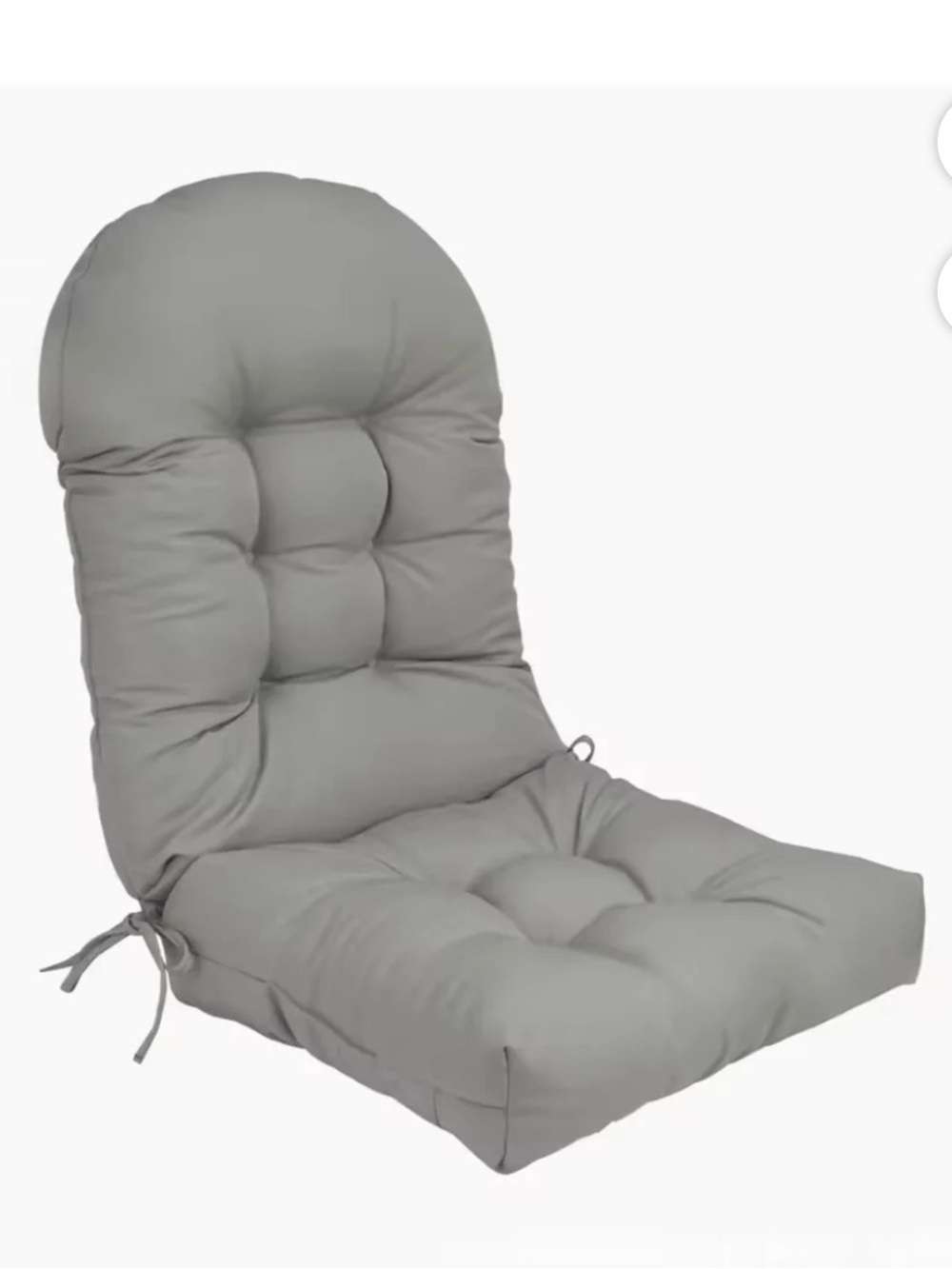 Outdoor Adirondack chair Padded High-Back Seat Cushion Light Gray weatherproof